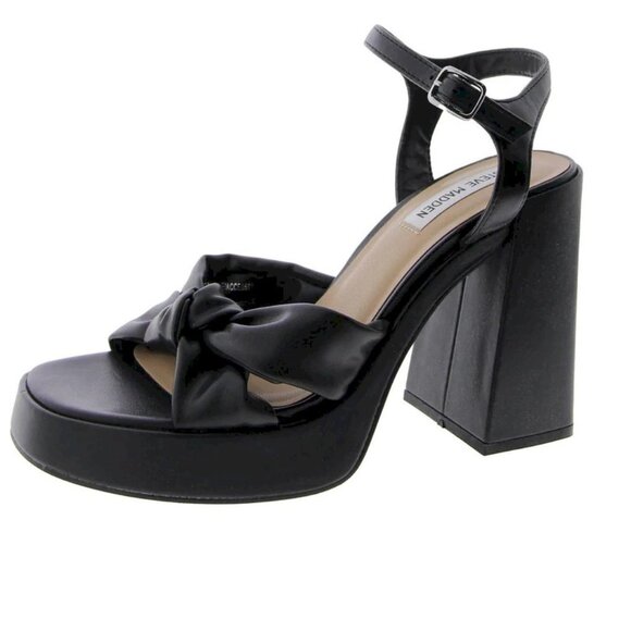 Steve Madden's Acceptance Black Knotted Platform Sandals Women's Size 10 New - Picture 3 of 6